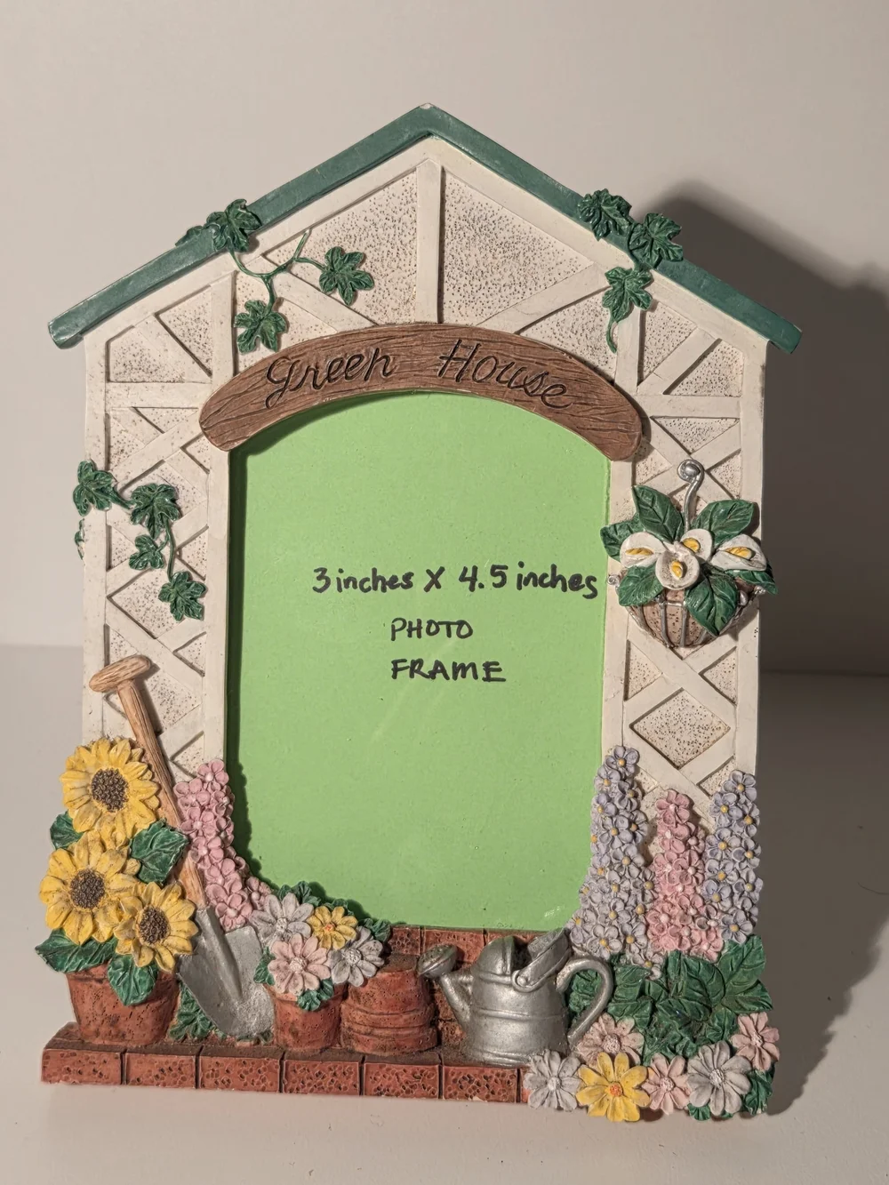 Green House Garden Photo Frame - Cream & Green